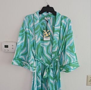 Diane Von Furstenberg Satin Zebra Print Bathrobe‎